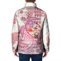 Hawaiian and Japanese Culture Together Padded Jacket Tropical Honu with Japanese Elements Pink Color LT03 - Polynesian Pride