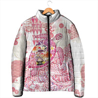 Hawaiian and Japanese Culture Together Padded Jacket Tropical Honu with Japanese Elements Pink Color LT03 - Polynesian Pride