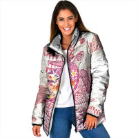 Hawaiian and Japanese Culture Together Padded Jacket Tropical Honu with Japanese Elements Pink Color LT03 Women Pink - Polynesian Pride