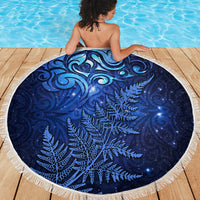New Zealand Matariki Beach Blanket Maori Pattern and Silver Fern