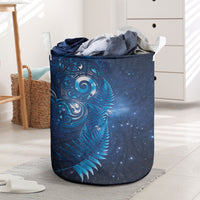 Aotearoa New Zealand New Year Laundry Basket Tribal Koru Tattoo Blue Galaxy Maori Silver Fern