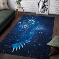 Aotearoa New Zealand New Year Area Rug Tribal Koru Tattoo Blue Galaxy Maori Silver Fern