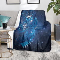 Aotearoa New Zealand New Year Blanket Tribal Koru Tattoo Blue Galaxy Maori Silver Fern