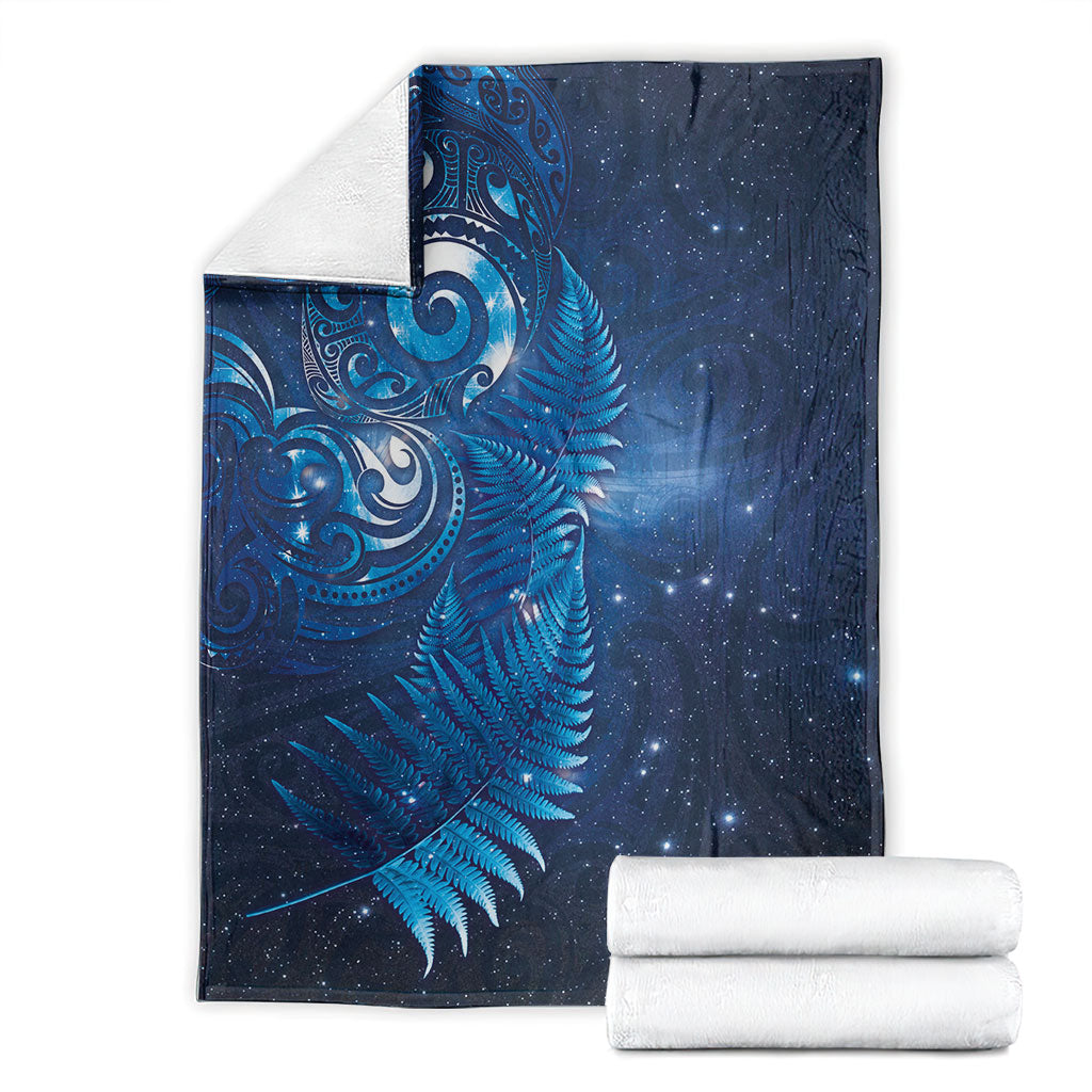 Aotearoa New Zealand New Year Blanket Tribal Koru Tattoo Blue Galaxy Maori Silver Fern