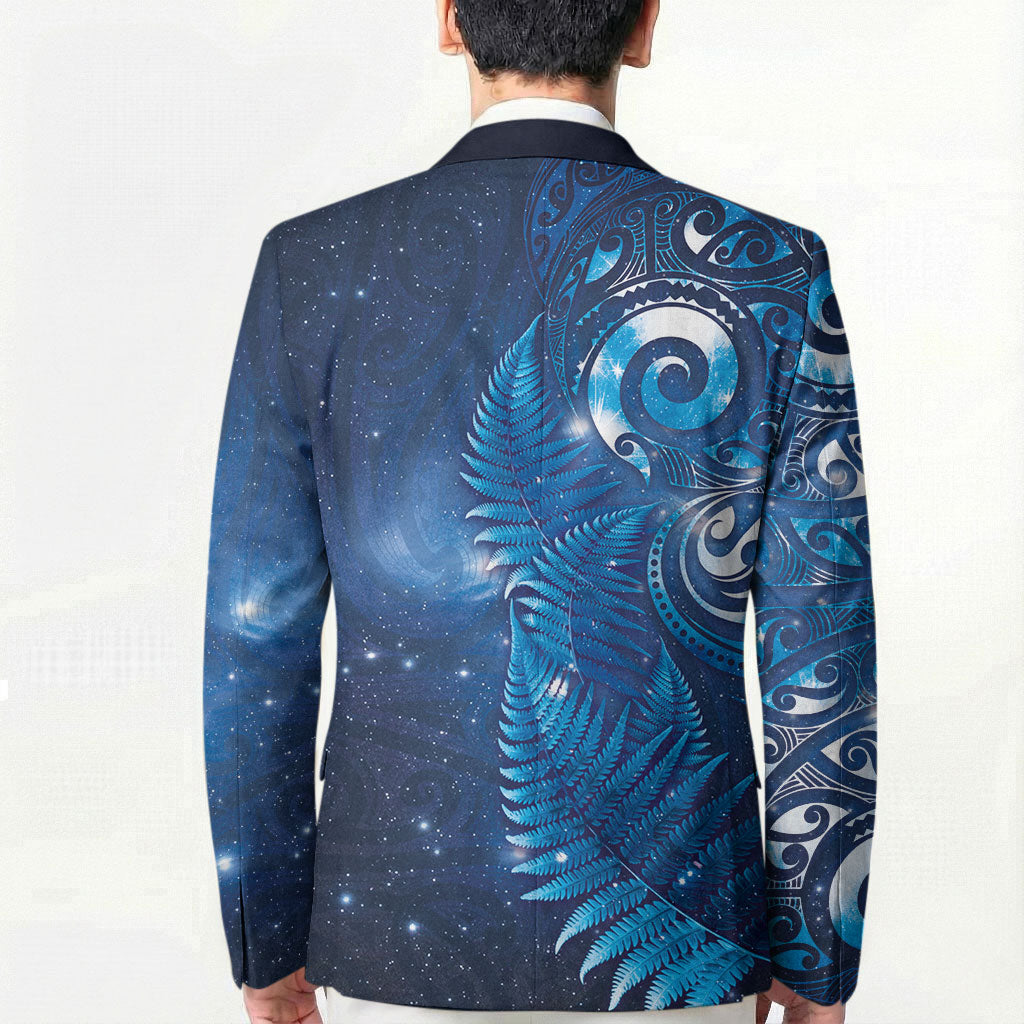 Aotearoa New Zealand New Year Blazer Tribal Koru Tattoo Blue Galaxy Maori Silver Fern