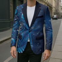 Aotearoa New Zealand New Year Blazer Tribal Koru Tattoo Blue Galaxy Maori Silver Fern