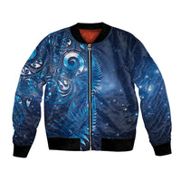 Aotearoa New Zealand New Year Bomber Jacket Tribal Koru Tattoo Blue Galaxy Maori Silver Fern