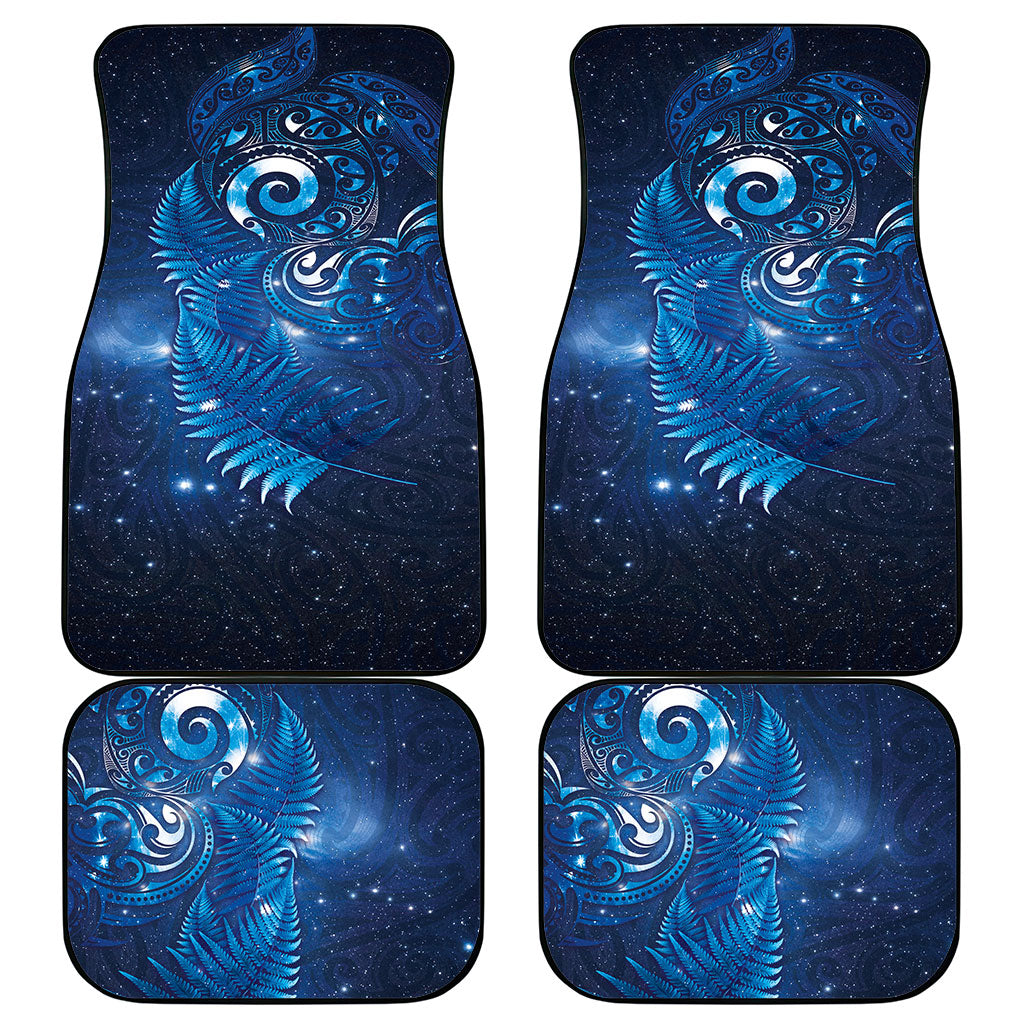 Aotearoa New Zealand New Year Car Mats Tribal Koru Tattoo Blue Galaxy Maori Silver Fern