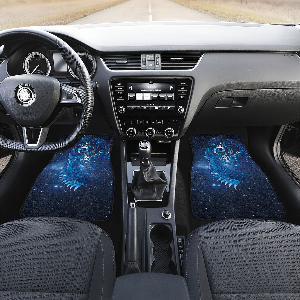 Aotearoa New Zealand New Year Car Mats Tribal Koru Tattoo Blue Galaxy Maori Silver Fern