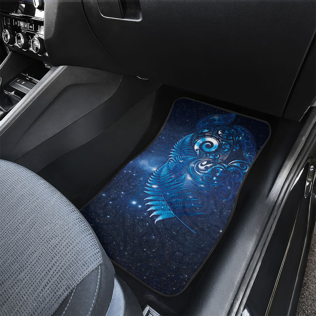 Aotearoa New Zealand New Year Car Mats Tribal Koru Tattoo Blue Galaxy Maori Silver Fern