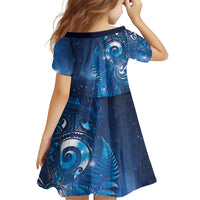 Aotearoa New Zealand New Year Family Matching Tank Maxi Dress and Hawaiian Shirt Tribal Koru Tattoo Blue Galaxy Maori Silver Fern LT03 - Polynesian Pride