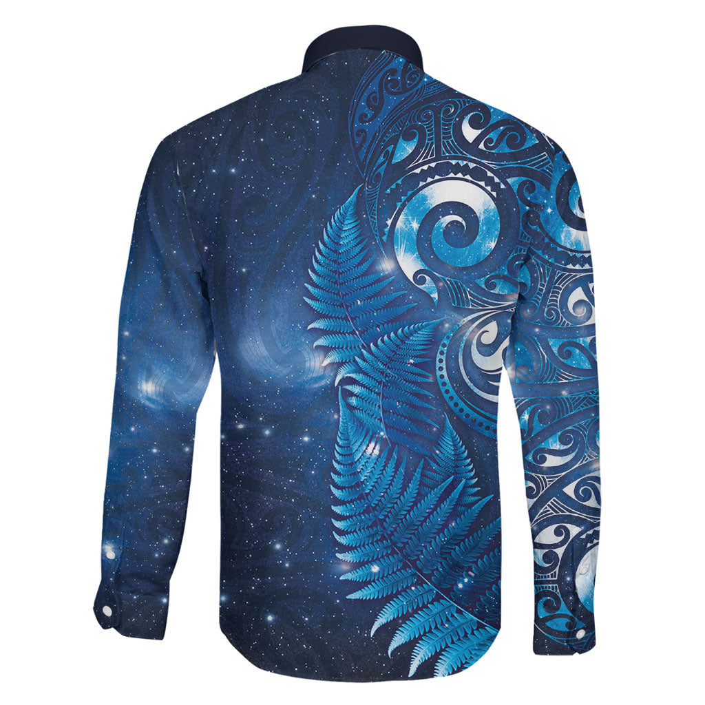 Aotearoa New Zealand New Year Family Matching Tank Maxi Dress and Hawaiian Shirt Tribal Koru Tattoo Blue Galaxy Maori Silver Fern LT03 - Polynesian Pride
