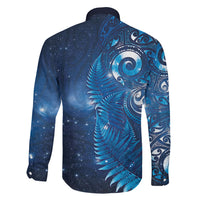Aotearoa New Zealand New Year Family Matching Tank Maxi Dress and Hawaiian Shirt Tribal Koru Tattoo Blue Galaxy Maori Silver Fern LT03 - Polynesian Pride