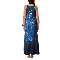 Aotearoa New Zealand New Year Family Matching Tank Maxi Dress and Hawaiian Shirt Tribal Koru Tattoo Blue Galaxy Maori Silver Fern LT03 - Polynesian Pride