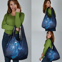 Aotearoa New Zealand New Year Grocery Bag Tribal Koru Tattoo Blue Galaxy Maori Silver Fern