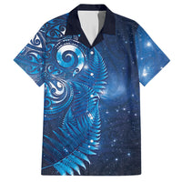 Aotearoa New Zealand New Year Hawaiian Shirt Tribal Koru Tattoo Blue Galaxy Maori Silver Fern LT03 Blue - Polynesian Pride