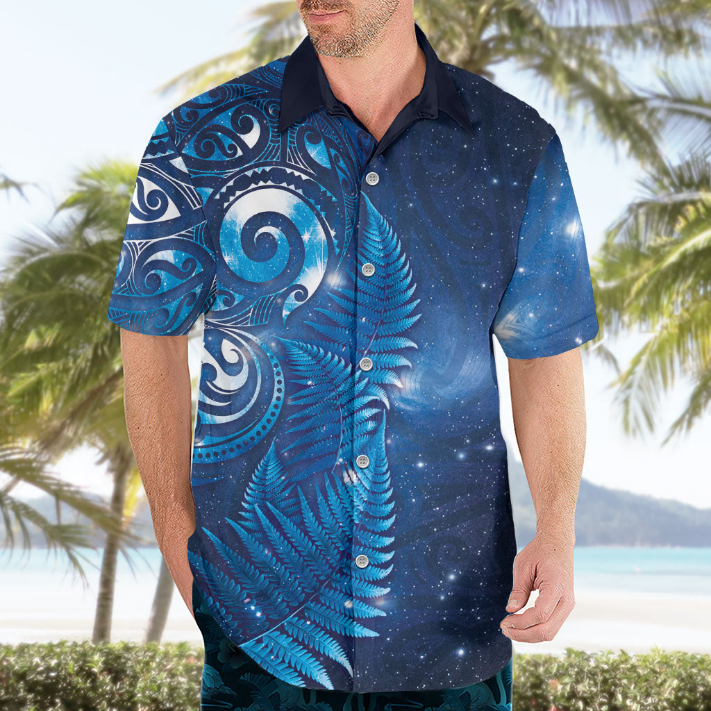 Aotearoa New Zealand New Year Hawaiian Shirt Tribal Koru Tattoo Blue Galaxy Maori Silver Fern LT03 - Polynesian Pride