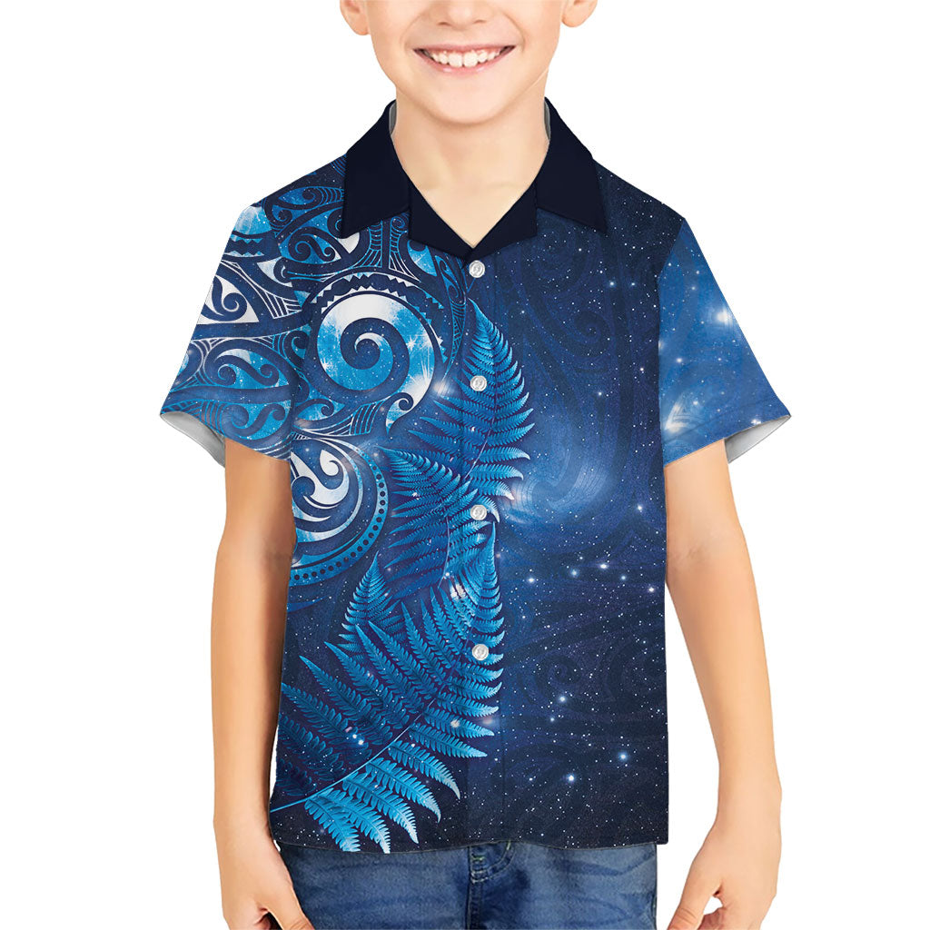 Aotearoa New Zealand New Year Hawaiian Shirt Tribal Koru Tattoo Blue Galaxy Maori Silver Fern LT03 - Polynesian Pride