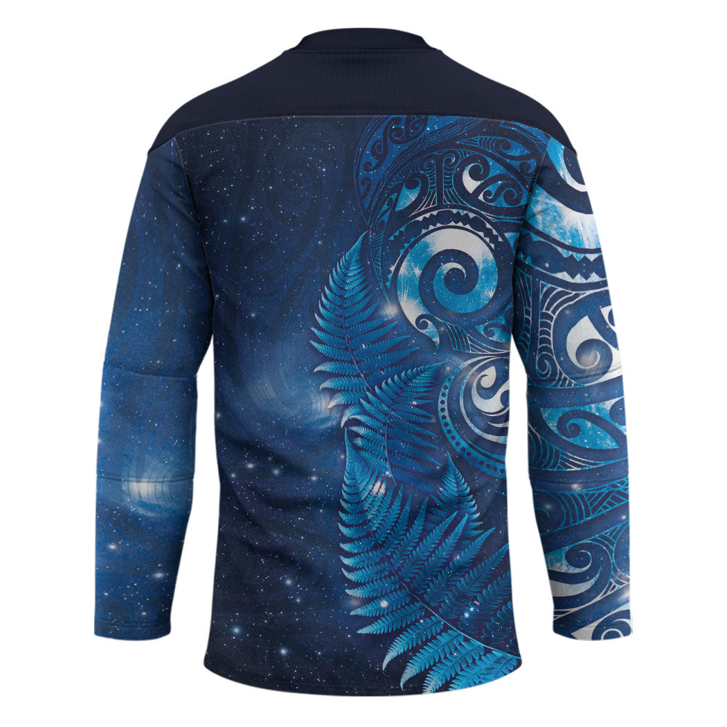 Aotearoa New Zealand New Year Hockey Jersey Tribal Koru Tattoo Blue Galaxy Maori Silver Fern LT03 - Polynesian Pride