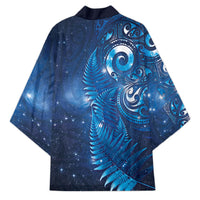 Aotearoa New Zealand New Year Kimono Tribal Koru Tattoo Blue Galaxy Maori Silver Fern