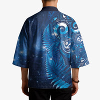 Aotearoa New Zealand New Year Kimono Tribal Koru Tattoo Blue Galaxy Maori Silver Fern