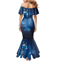 Aotearoa New Zealand New Year Mermaid Dress Tribal Koru Tattoo Blue Galaxy Maori Silver Fern