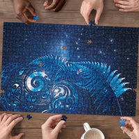 Aotearoa New Zealand New Year Puzzle Tribal Koru Tattoo Blue Galaxy Maori Silver Fern