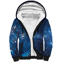 Aotearoa New Zealand New Year Sherpa Hoodie Tribal Koru Tattoo Blue Galaxy Maori Silver Fern