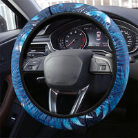 Aotearoa New Zealand New Year Steering Wheel Cover Tribal Koru Tattoo Blue Galaxy Maori Silver Fern
