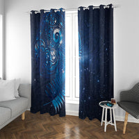 Aotearoa New Zealand New Year Window Curtain Tribal Koru Tattoo Blue Galaxy Maori Silver Fern