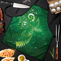 Aotearoa New Zealand New Year Apron Tribal Koru Tattoo Green Galaxy Maori Silver Fern