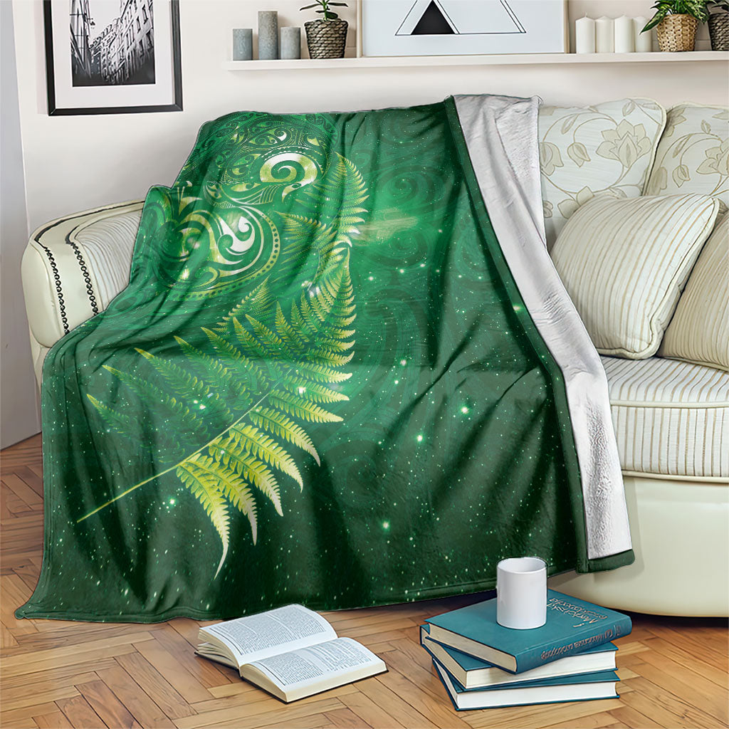 Aotearoa New Zealand New Year Blanket Tribal Koru Tattoo Green Galaxy Maori Silver Fern