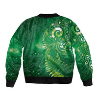 Aotearoa New Zealand New Year Bomber Jacket Tribal Koru Tattoo Green Galaxy Maori Silver Fern