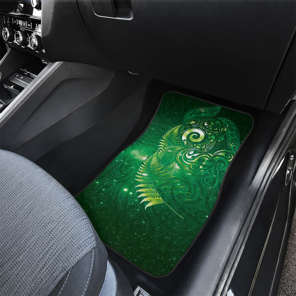 Aotearoa New Zealand New Year Car Mats Tribal Koru Tattoo Green Galaxy Maori Silver Fern