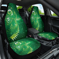 Aotearoa New Zealand New Year Car Seat Cover Tribal Koru Tattoo Green Galaxy Maori Silver Fern