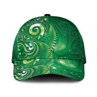 Aotearoa New Zealand New Year Classic Cap Tribal Koru Tattoo Green Galaxy Maori Silver Fern
