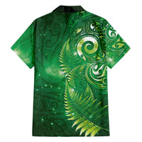 Aotearoa New Zealand New Year Family Matching Off Shoulder Maxi Dress and Hawaiian Shirt Tribal Koru Tattoo Green Galaxy Maori Silver Fern LT03 - Polynesian Pride