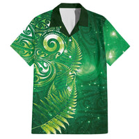 Aotearoa New Zealand New Year Hawaiian Shirt Tribal Koru Tattoo Green Galaxy Maori Silver Fern