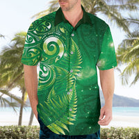 Aotearoa New Zealand New Year Hawaiian Shirt Tribal Koru Tattoo Green Galaxy Maori Silver Fern