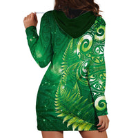 Aotearoa New Zealand New Year Hoodie Dress Tribal Koru Tattoo Green Galaxy Maori Silver Fern