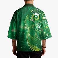 Aotearoa New Zealand New Year Kimono Tribal Koru Tattoo Green Galaxy Maori Silver Fern