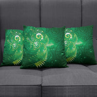 Aotearoa New Zealand New Year Pillow Cover Tribal Koru Tattoo Green Galaxy Maori Silver Fern