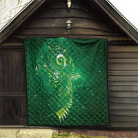 Aotearoa New Zealand New Year Quilt Tribal Koru Tattoo Green Galaxy Maori Silver Fern
