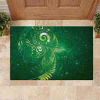 Aotearoa New Zealand New Year Rubber Doormat Tribal Koru Tattoo Green Galaxy Maori Silver Fern