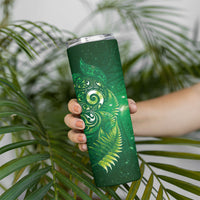 Aotearoa New Zealand New Year Skinny Tumbler Tribal Koru Tattoo Green Galaxy Maori Silver Fern