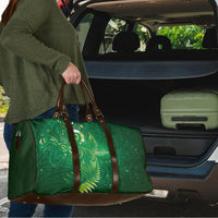 Aotearoa New Zealand New Year Travel Bag Tribal Koru Tattoo Green Galaxy Maori Silver Fern