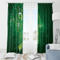 Aotearoa New Zealand New Year Window Curtain Tribal Koru Tattoo Green Galaxy Maori Silver Fern