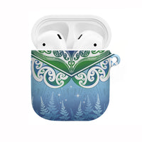 Aotearoa New Zealand New Year AirPods Case Maori Motifs with Silver Fern and Matariki Stars