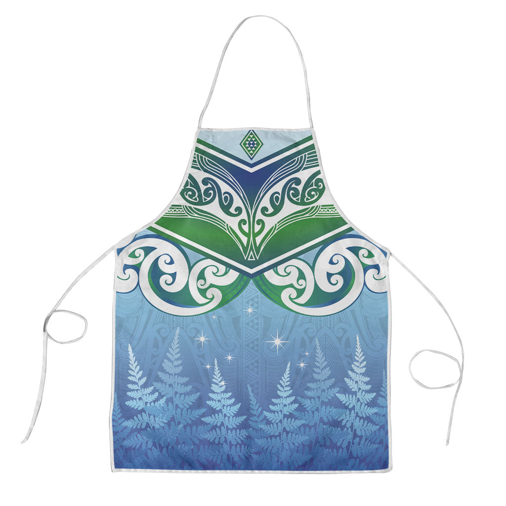 Aotearoa New Zealand New Year Apron Maori Motifs with Silver Fern and Matariki Stars