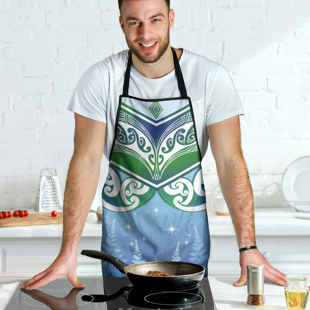 Aotearoa New Zealand New Year Apron Maori Motifs with Silver Fern and Matariki Stars